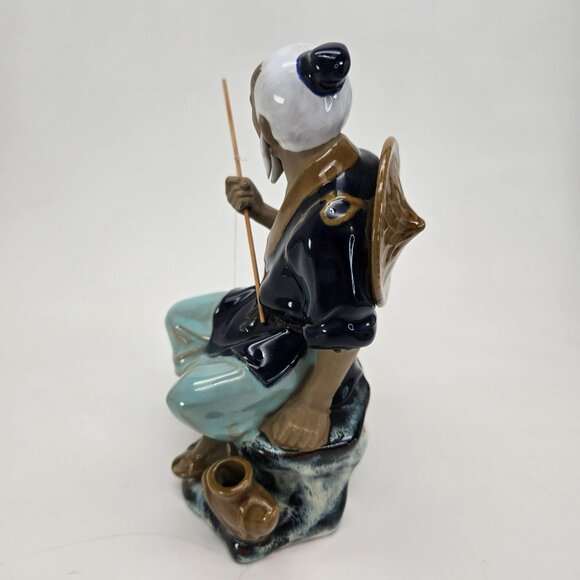 Mudman Figurine Elderly Fisherman On Rock Holding Fishing Rod Vintage Art JE137 - Picture 4 of 10